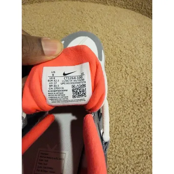 Nike Air Max 270 React White Gray Red Men's Sneakers CT1264-100 - Picture 2 of 5